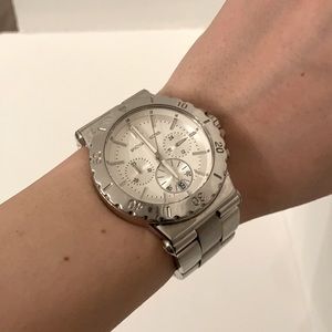 Michael Kors silver oversize watch.